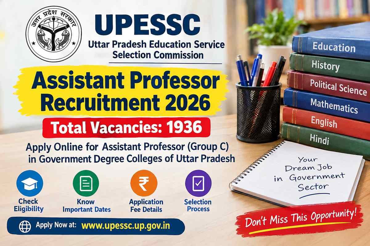 UPESSC Assistant Professor Recruitment 2026 – Apply Online for 1936 Vacancies 1 UPESSC Assistant Professor Recruitment 2026 – Apply Online for 1936 Vacancies