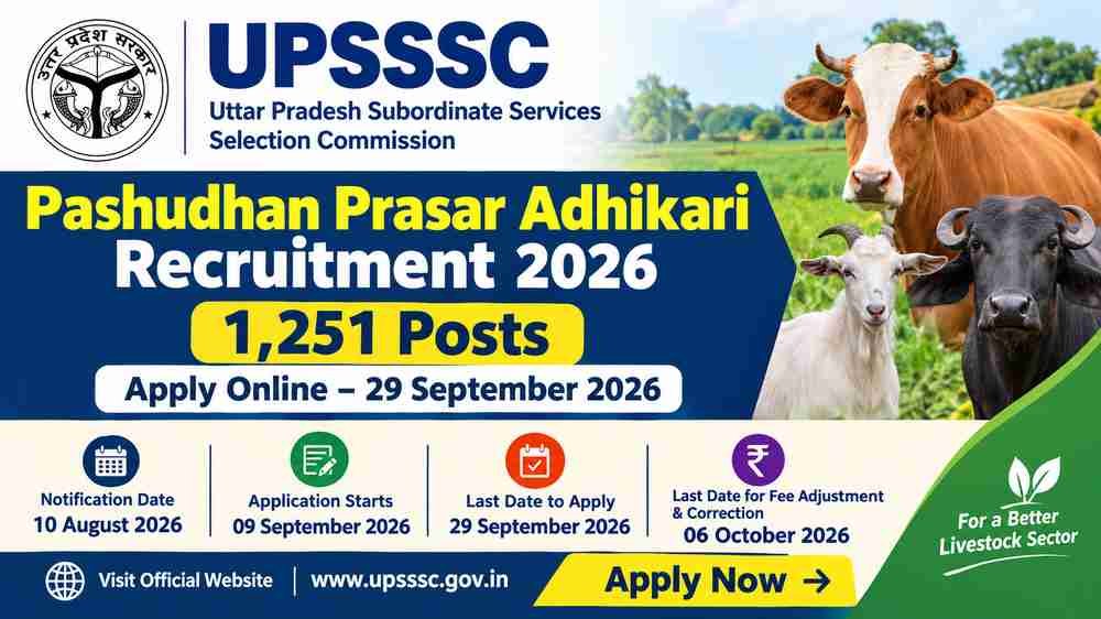 UPSSSC Pashudhan Prasar Adhikari Recruitment 2026 – 1,251 Posts 1 UPSSSC Pashudhan Prasar Adhikari Recruitment 2026