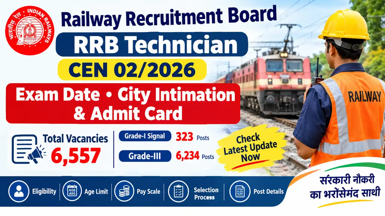RRB Technician CEN 02/2026 Exam Date, City Intimation & Admit Card 1 RRB Technician CEN 02/2026